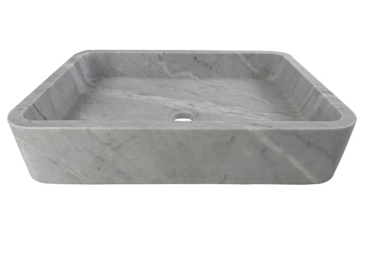 Marble Muse Carrara White Polish Surface Rectangle Shape Wash Basin