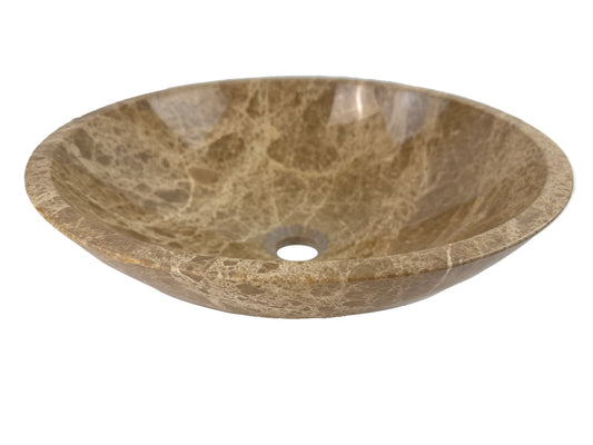 Marble Muse Light Emperador Polish Surface Round Shape Wash Basin
