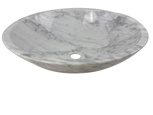Marble Muse Carrara White Polish Surface Round Shape Wash Basin