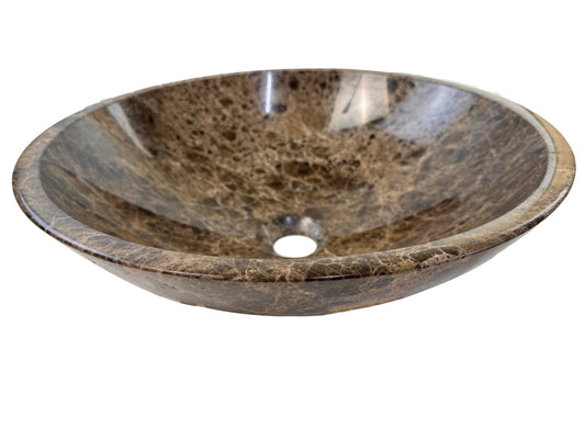 Marble Muse Dark Emperador Polish Surface Round Shape Wash Basin