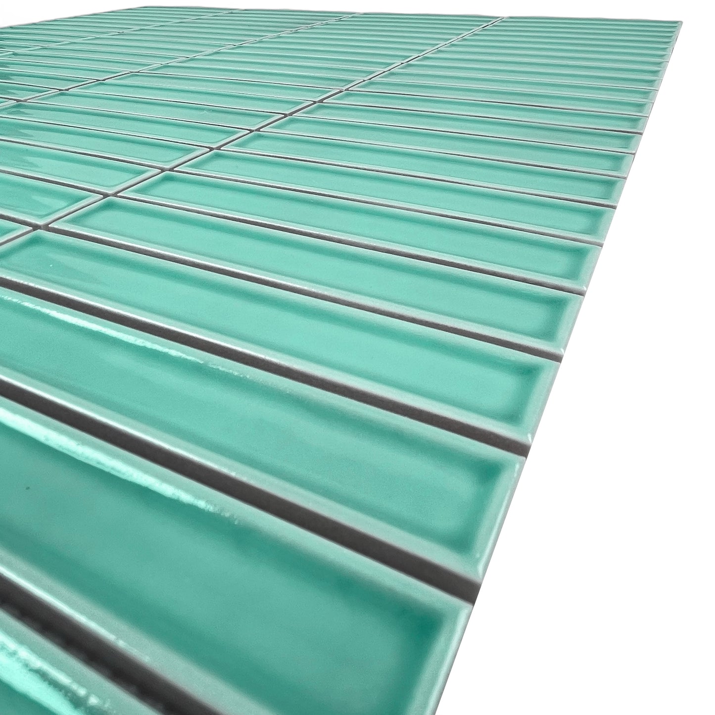 Aurora Strips Series Mint Green Long Strip Glazed Porcelain Mosaic