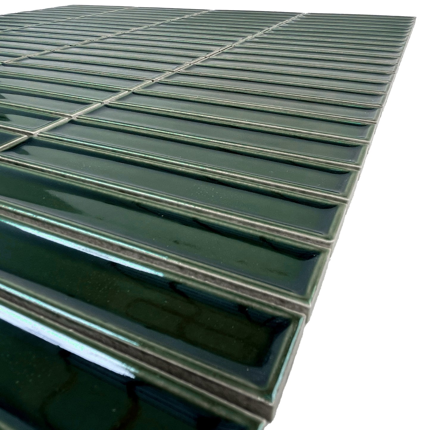Aurora Strips Series Sacramento Green Long Strip Glazed Porcelain Mosaic