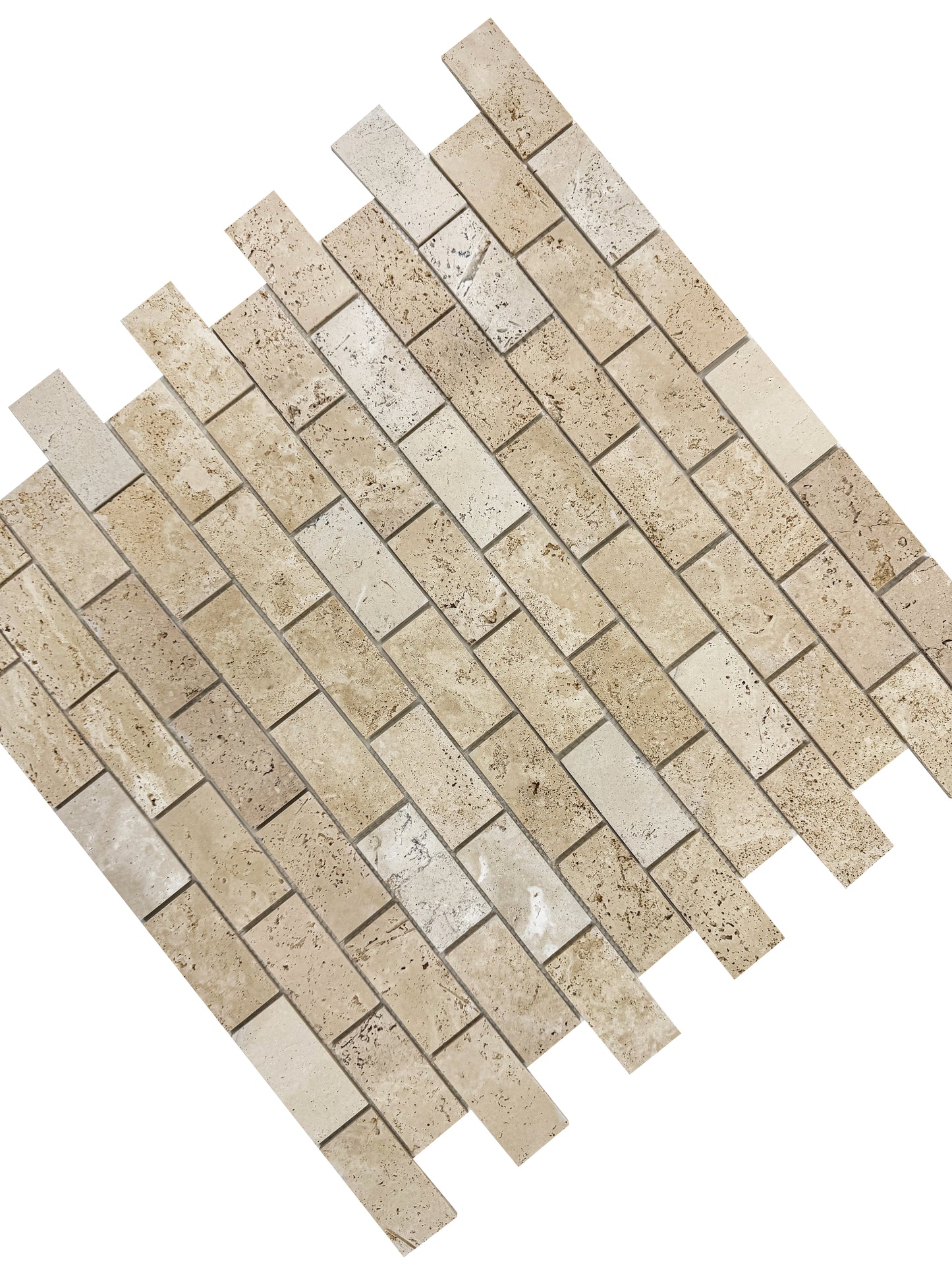 Savoy Prestige Series Light Beige Honed Brickwork Pattern Rectangle Travertine Marble Mosaic