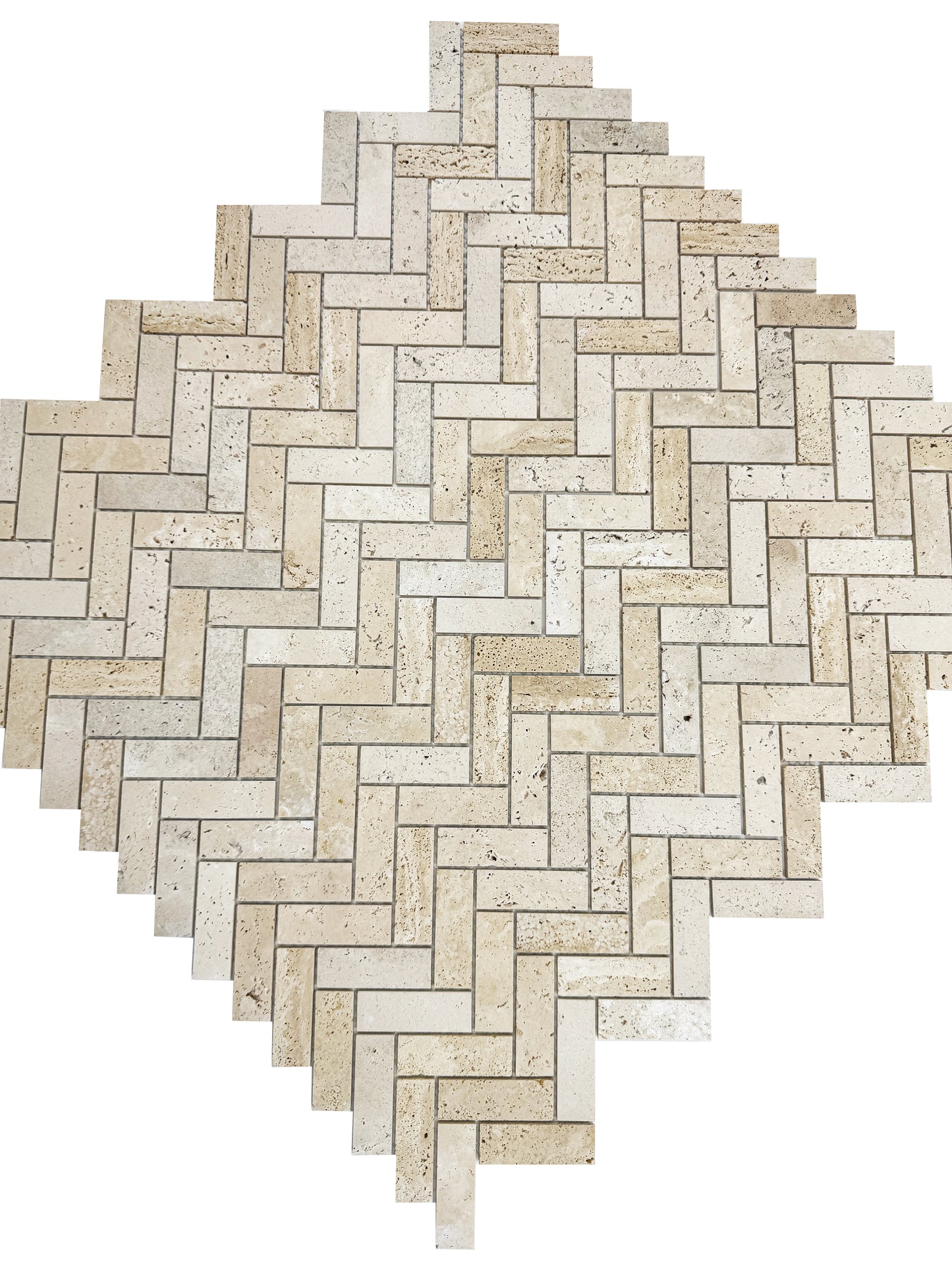 Savoy Prestige Series Light Beige Honed Herringbone Travertine Marble Mosaic
