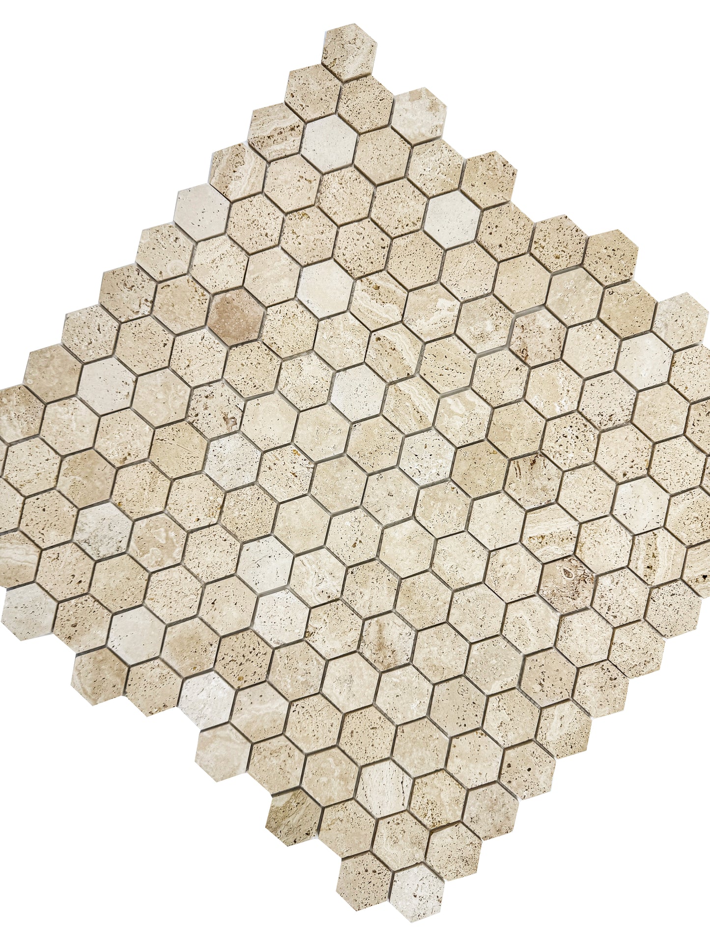 Versace Luxury Series Light Beige Honed Hexagon Travertine Marble Mosaic