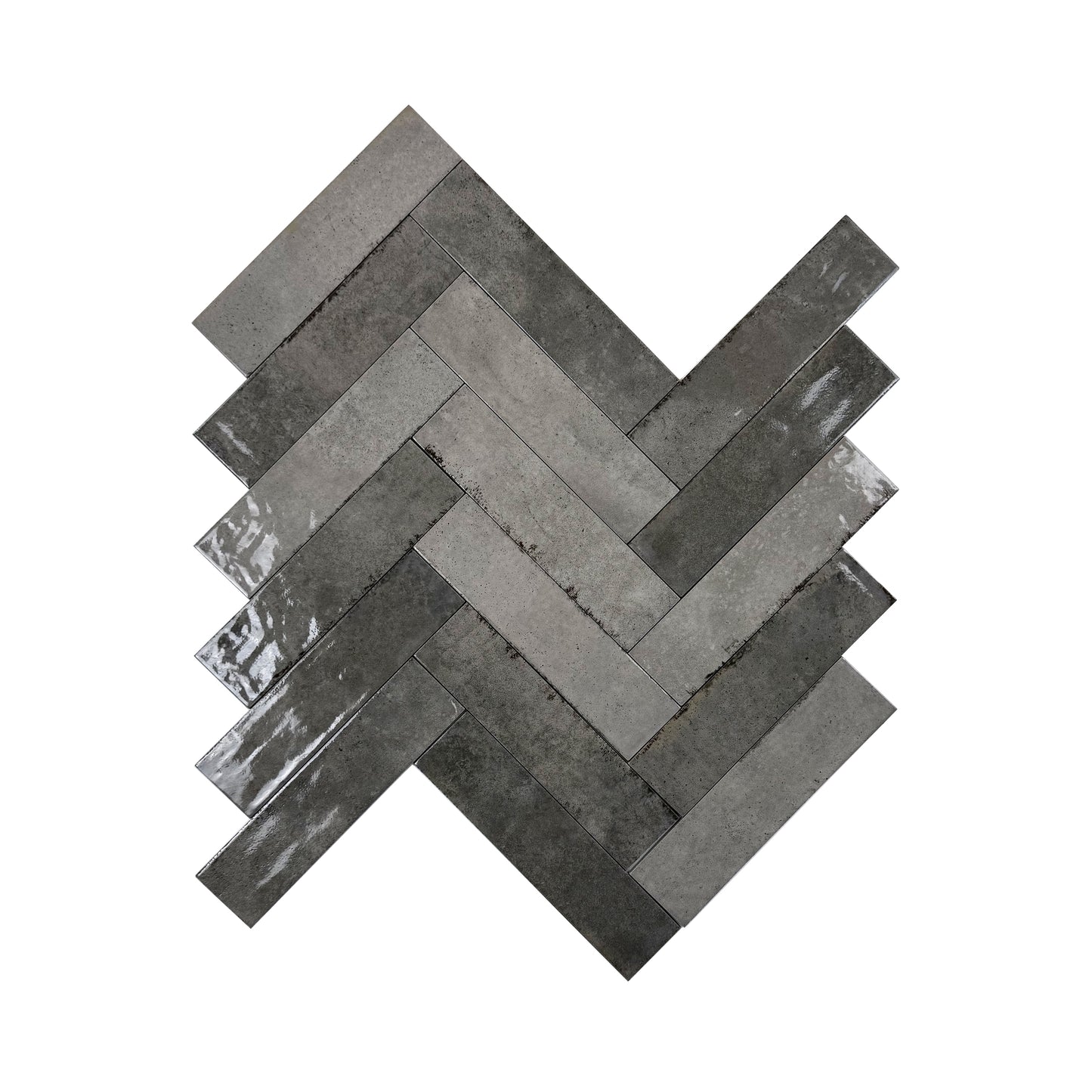 Grey Mixed Glossy Porcelain Artisanal Tile