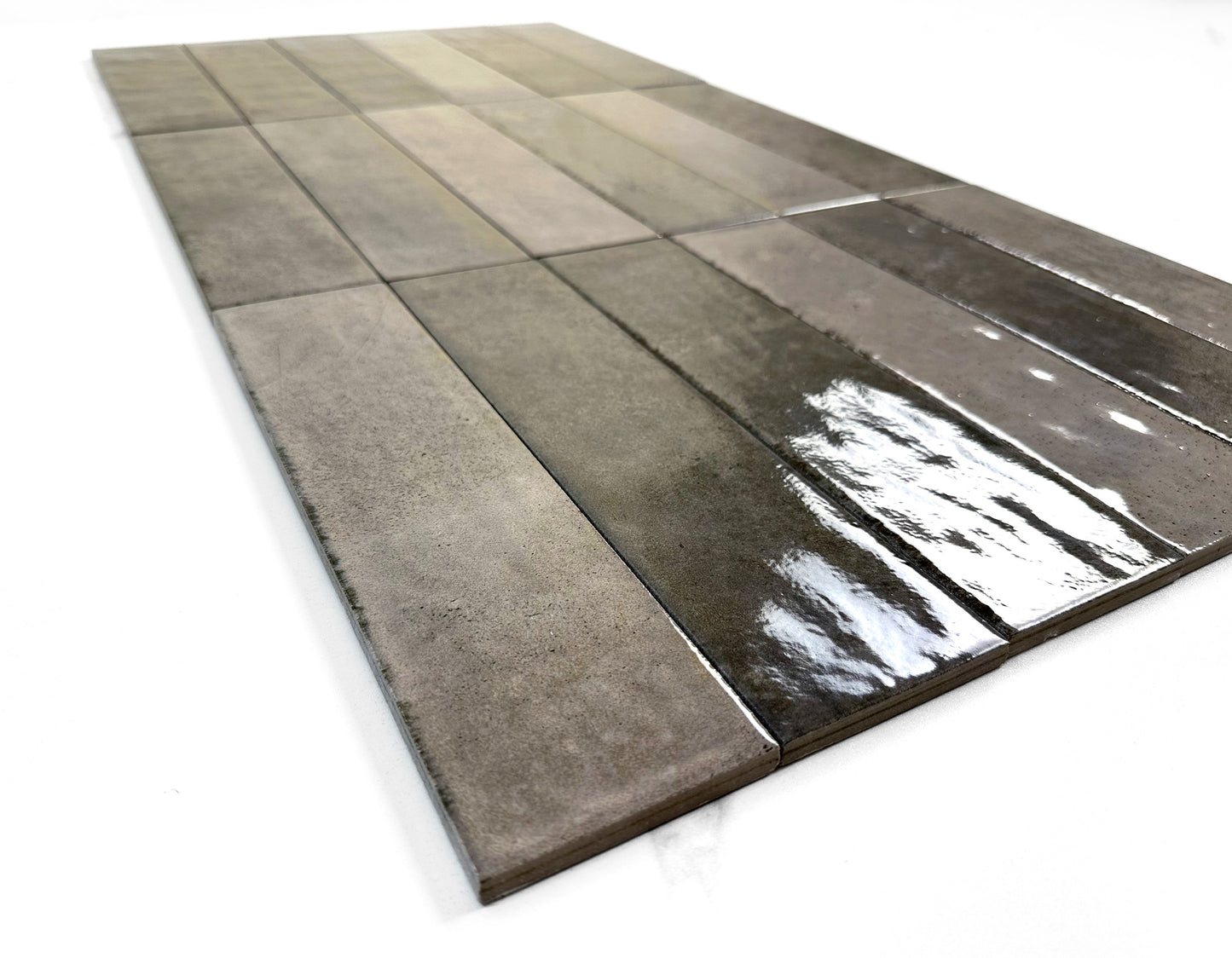 Grey Mixed Glossy Porcelain Artisanal Tile