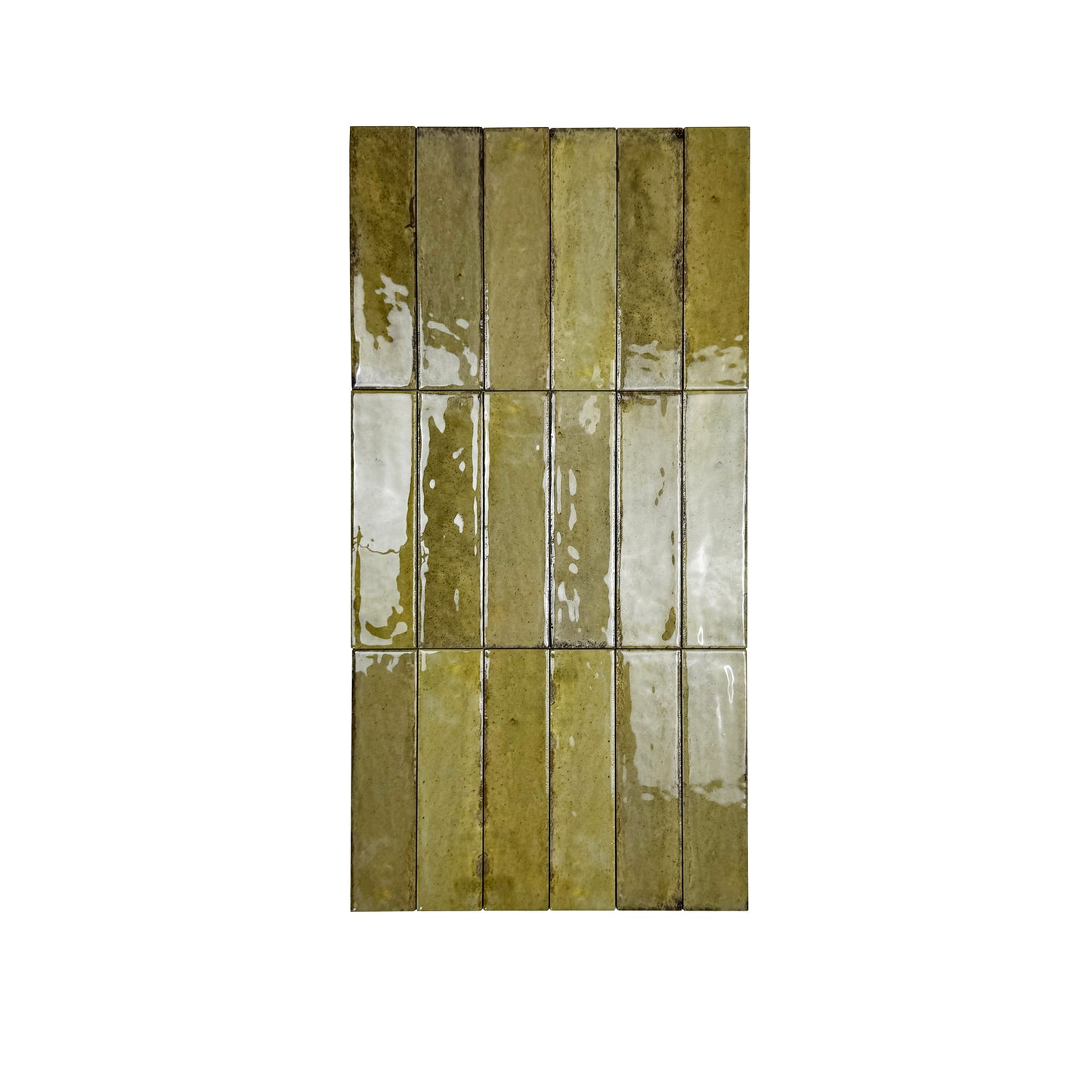 Himalayan Serenity Series Leaf Green Glossy Porcelain Artisanal Tile