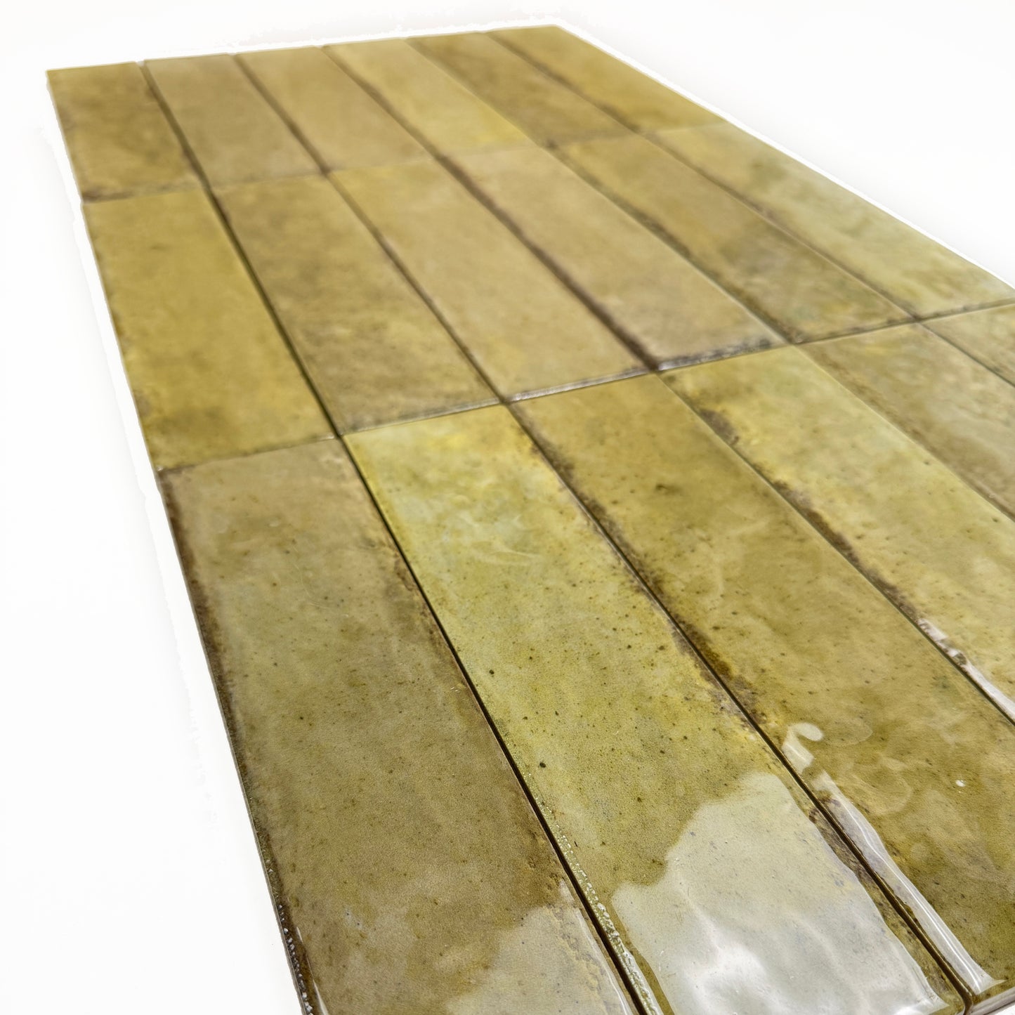 Himalayan Serenity Series Leaf Green Glossy Porcelain Artisanal Tile