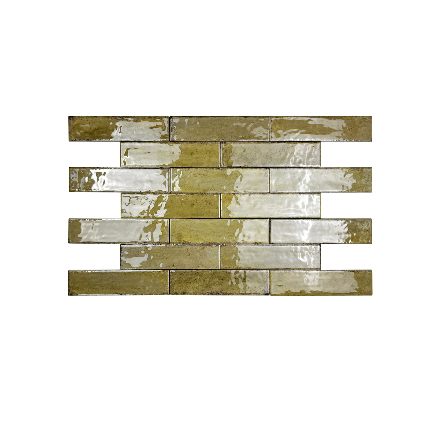 Himalayan Serenity Series Leaf Green Glossy Porcelain Artisanal Tile