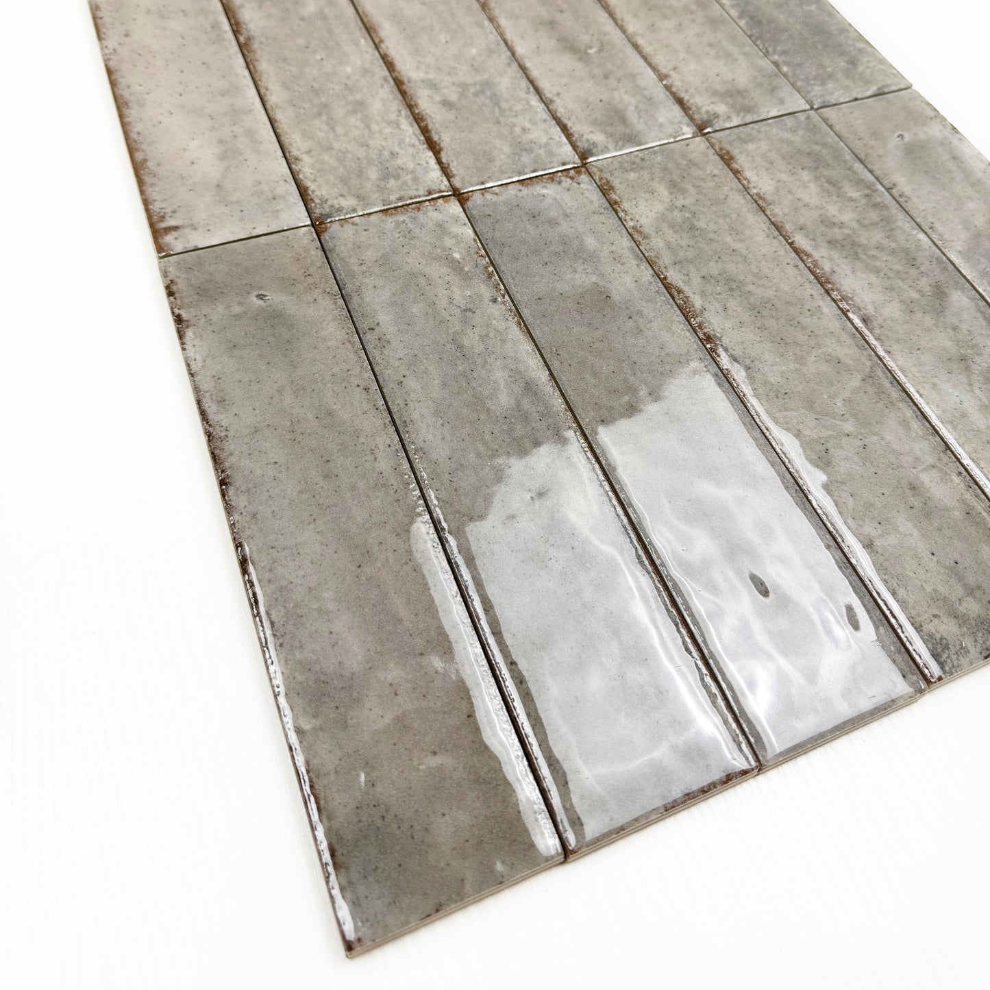 Himalayan Serenity Series Shadow Grey Glossy Porcelain Artisanal Tile