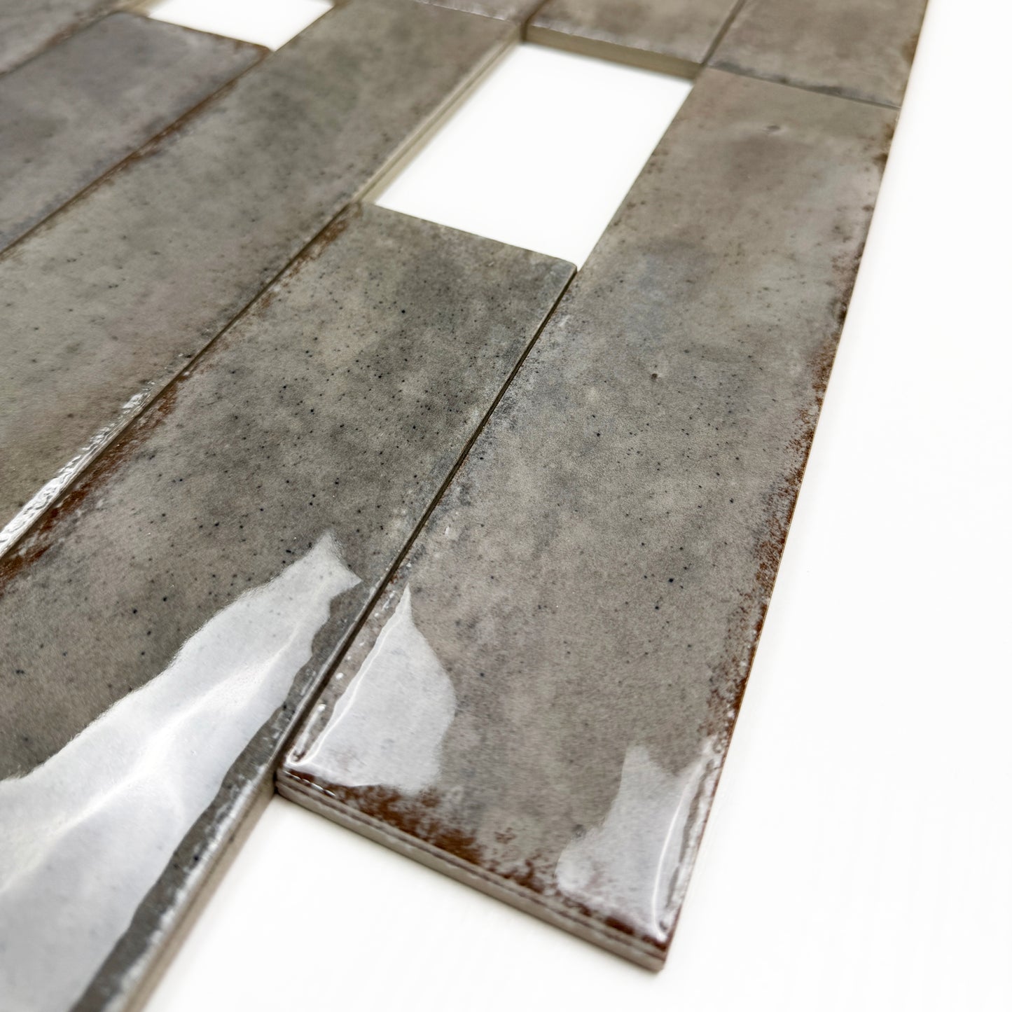 Himalayan Serenity Series Shadow Grey Glossy Porcelain Artisanal Tile