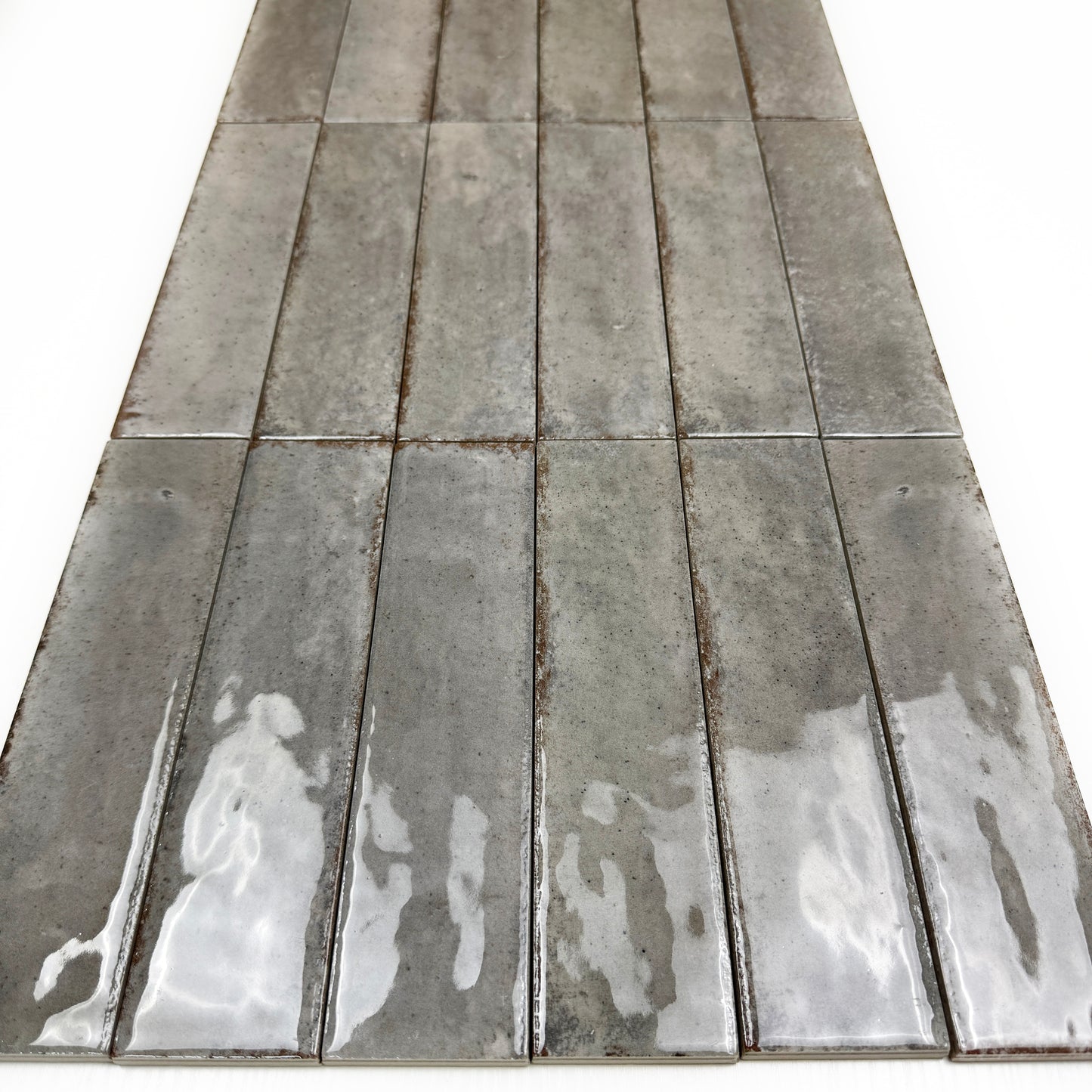 Himalayan Serenity Series Shadow Grey Glossy Porcelain Artisanal Tile