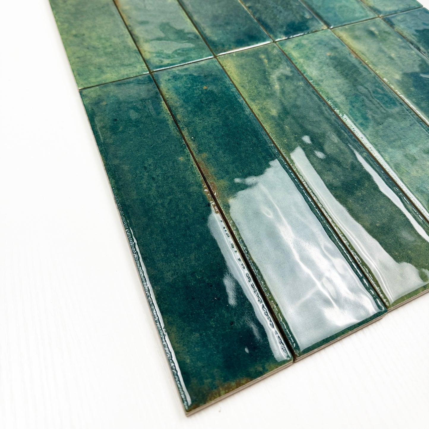 Himalayan Serenity Series Dark Blue Green Glossy Porcelain Artisanal Tile
