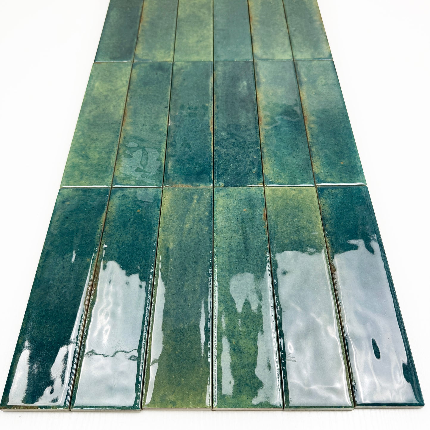 Himalayan Serenity Series Dark Blue Green Glossy Porcelain Artisanal Tile