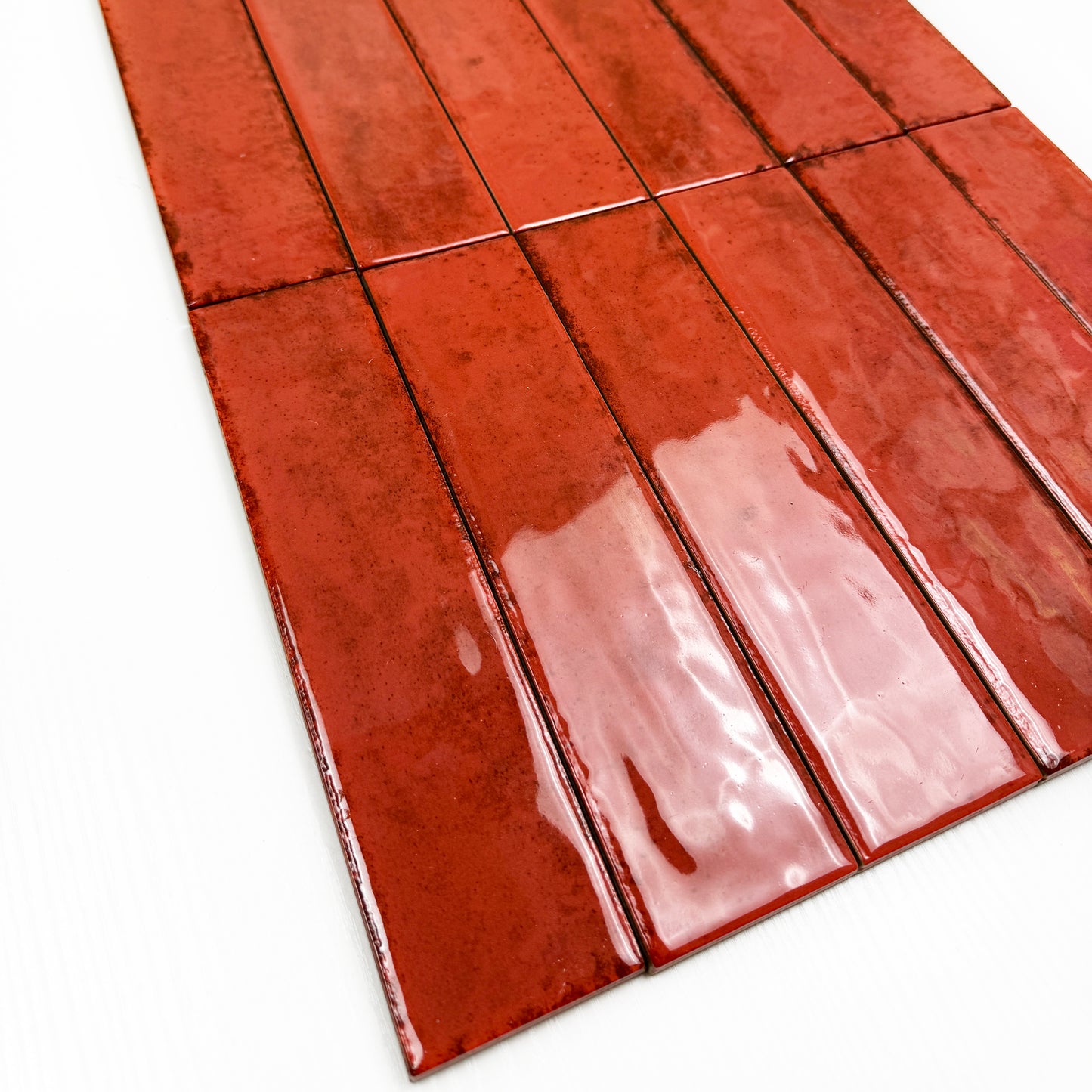 Himalayan Serenity Series Ruby Red Glossy Porcelain Artisanal Tile