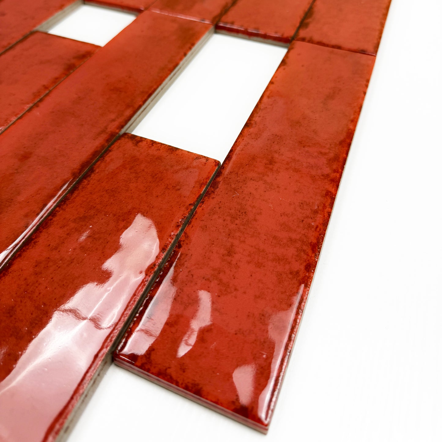 Himalayan Serenity Series Ruby Red Glossy Porcelain Artisanal Tile