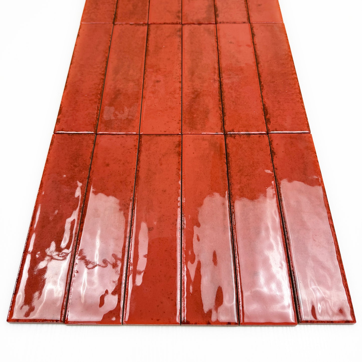Himalayan Serenity Series Ruby Red Glossy Porcelain Artisanal Tile