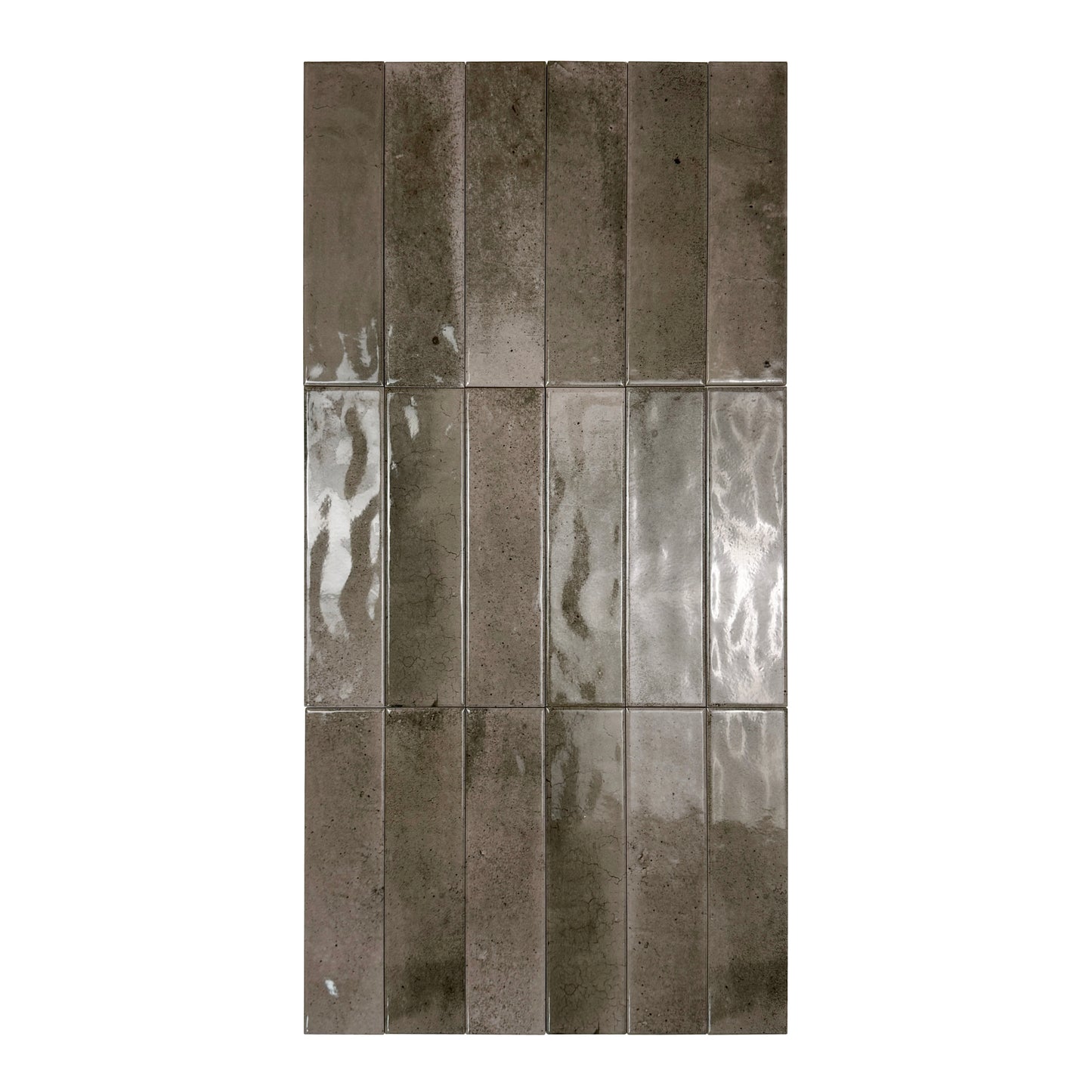 Lustre Vintage Fossil Grey Glossy Ceramic Artisanal Tile