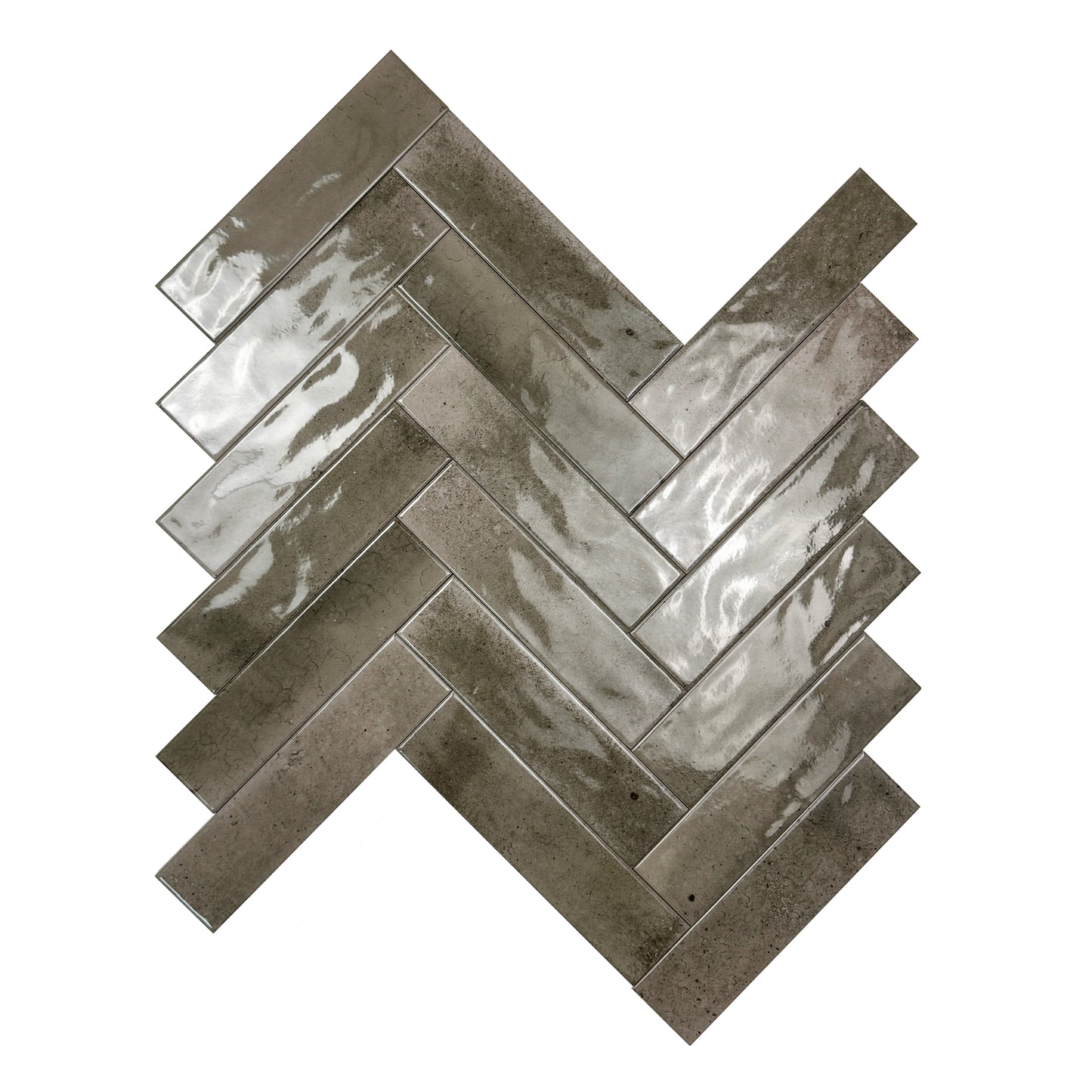 Lustre Vintage Fossil Grey Glossy Ceramic Artisanal Tile