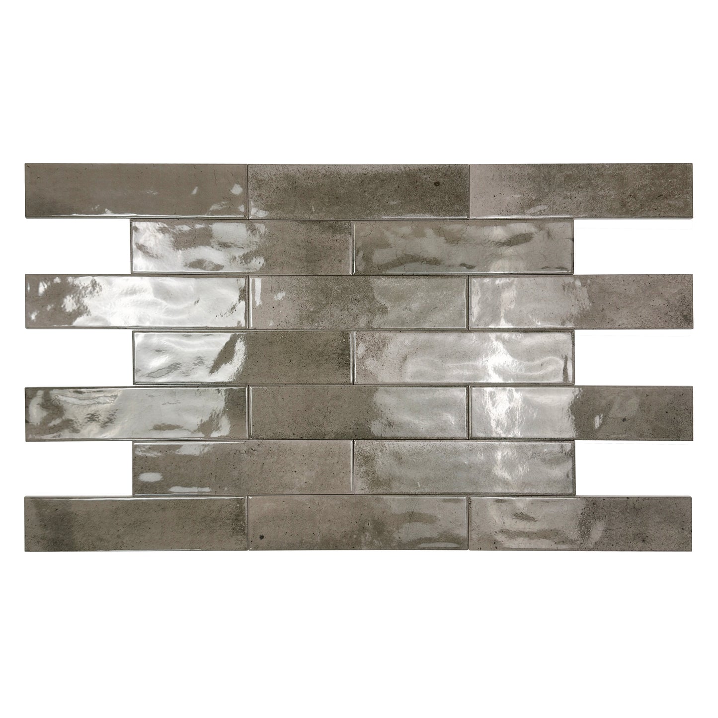 Lustre Vintage Fossil Grey Glossy Ceramic Artisanal Tile