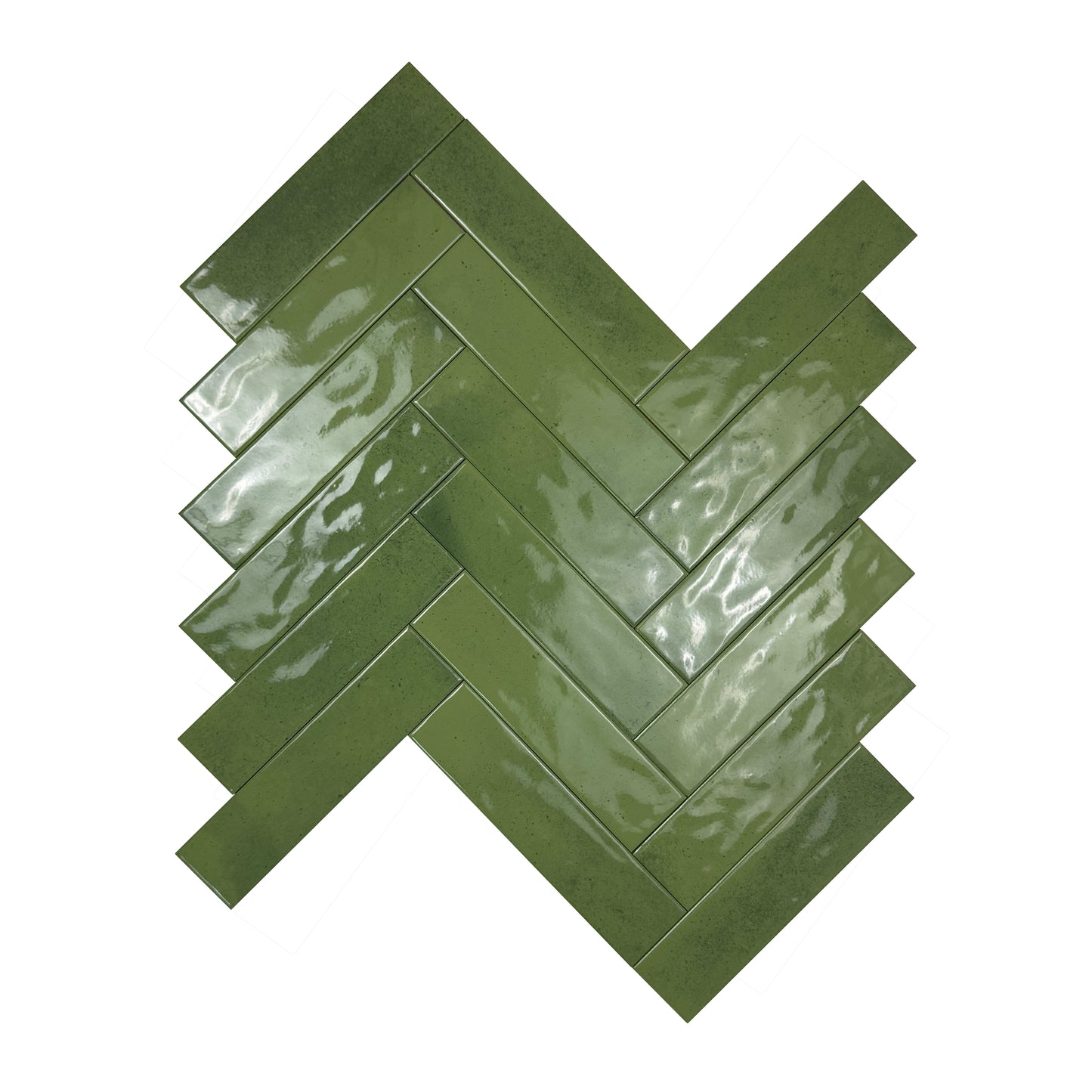 Lustre Vintage Fern Green Glossy Ceramic Artisanal Tile