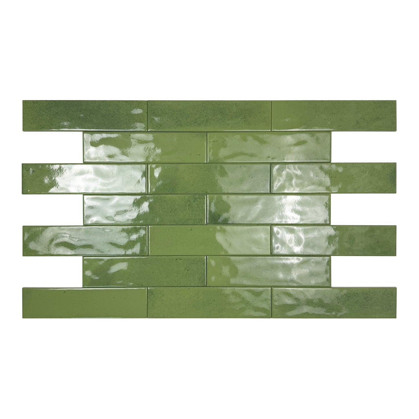 Lustre Vintage Fern Green Glossy Ceramic Artisanal Tile