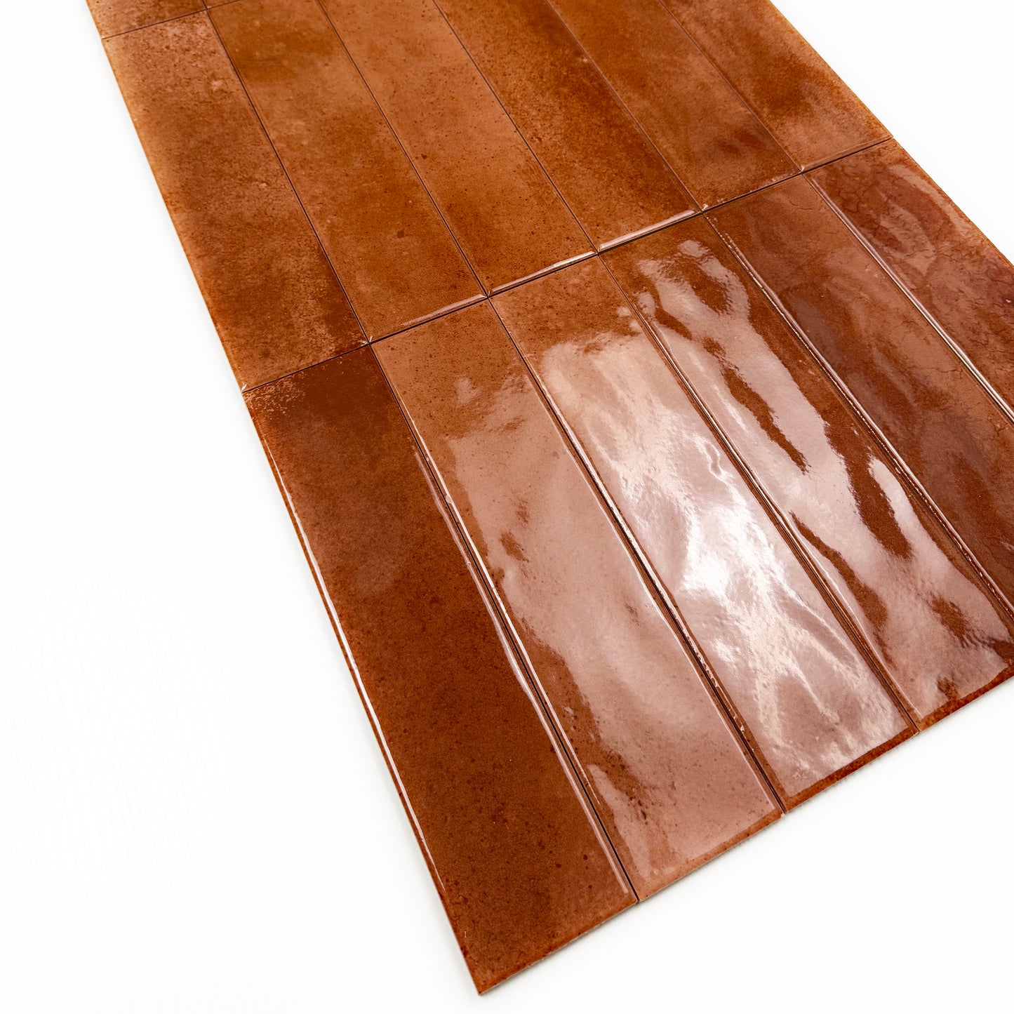 Lustre Vintage Cinnamon Brown Glossy Ceramic Artisanal Tile