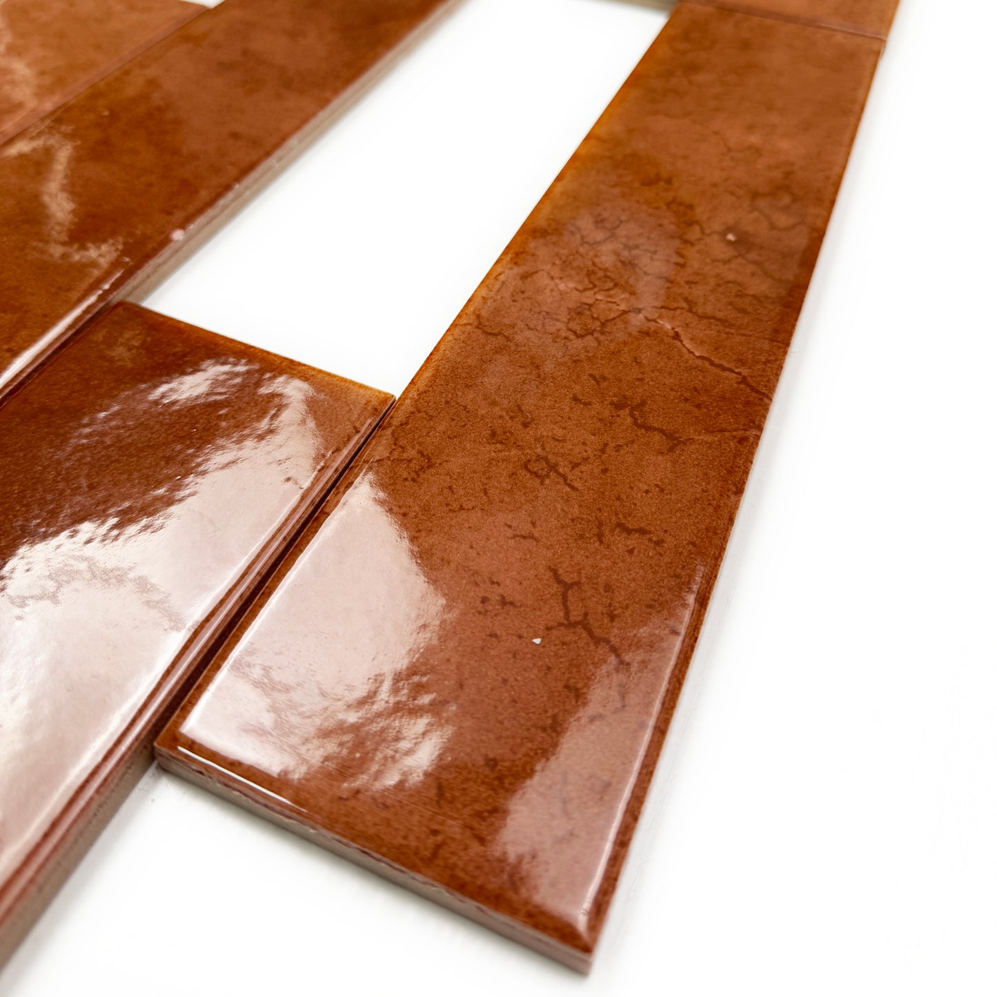Lustre Vintage Cinnamon Brown Glossy Ceramic Artisanal Tile