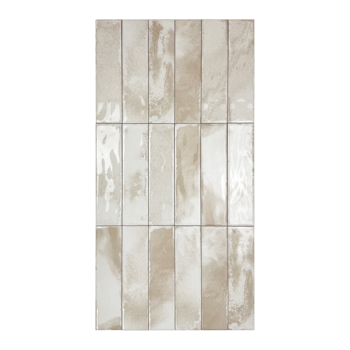 Lustre Vintage Chiffon White Glossy Ceramic Artisanal Tile