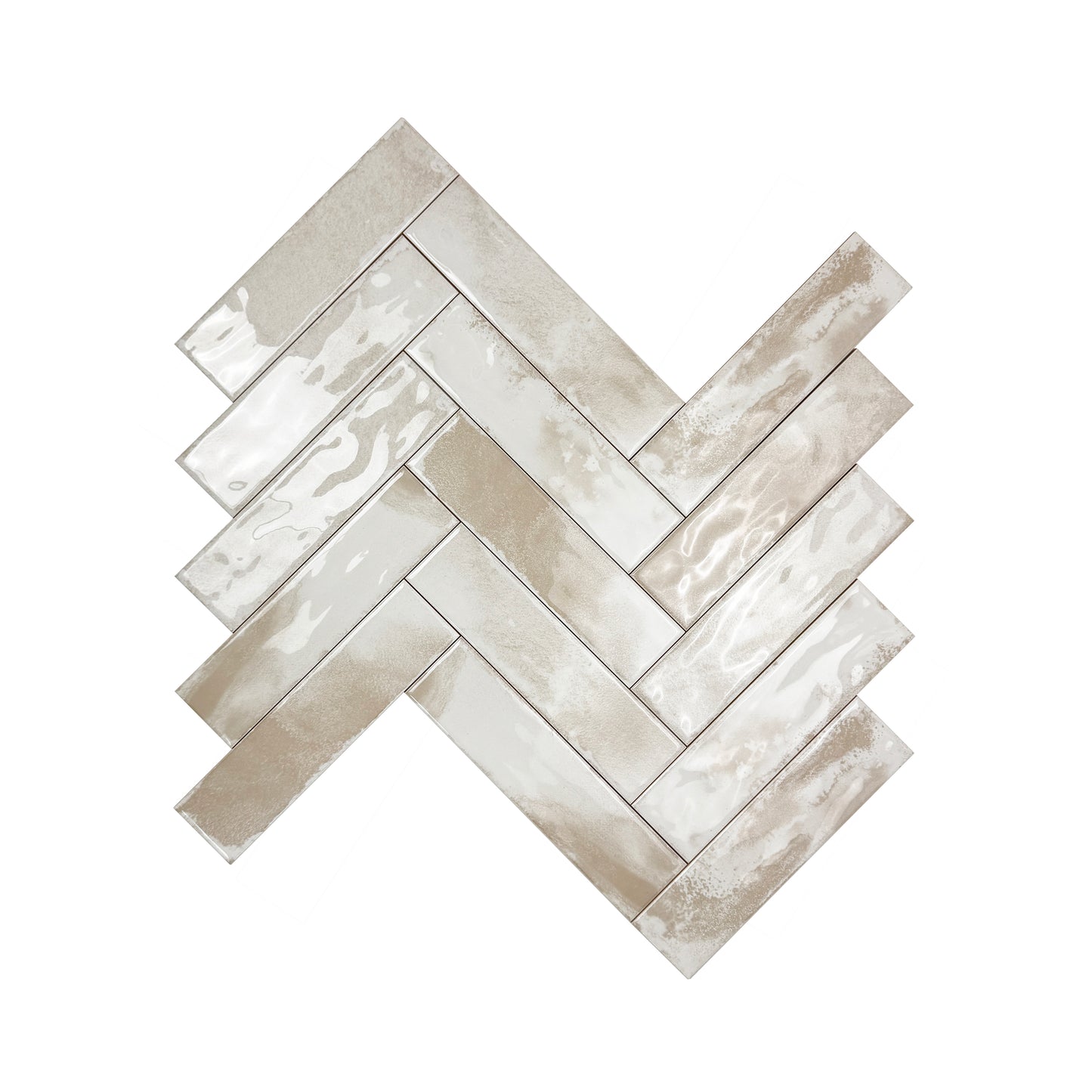 Lustre Vintage Chiffon White Glossy Ceramic Artisanal Tile