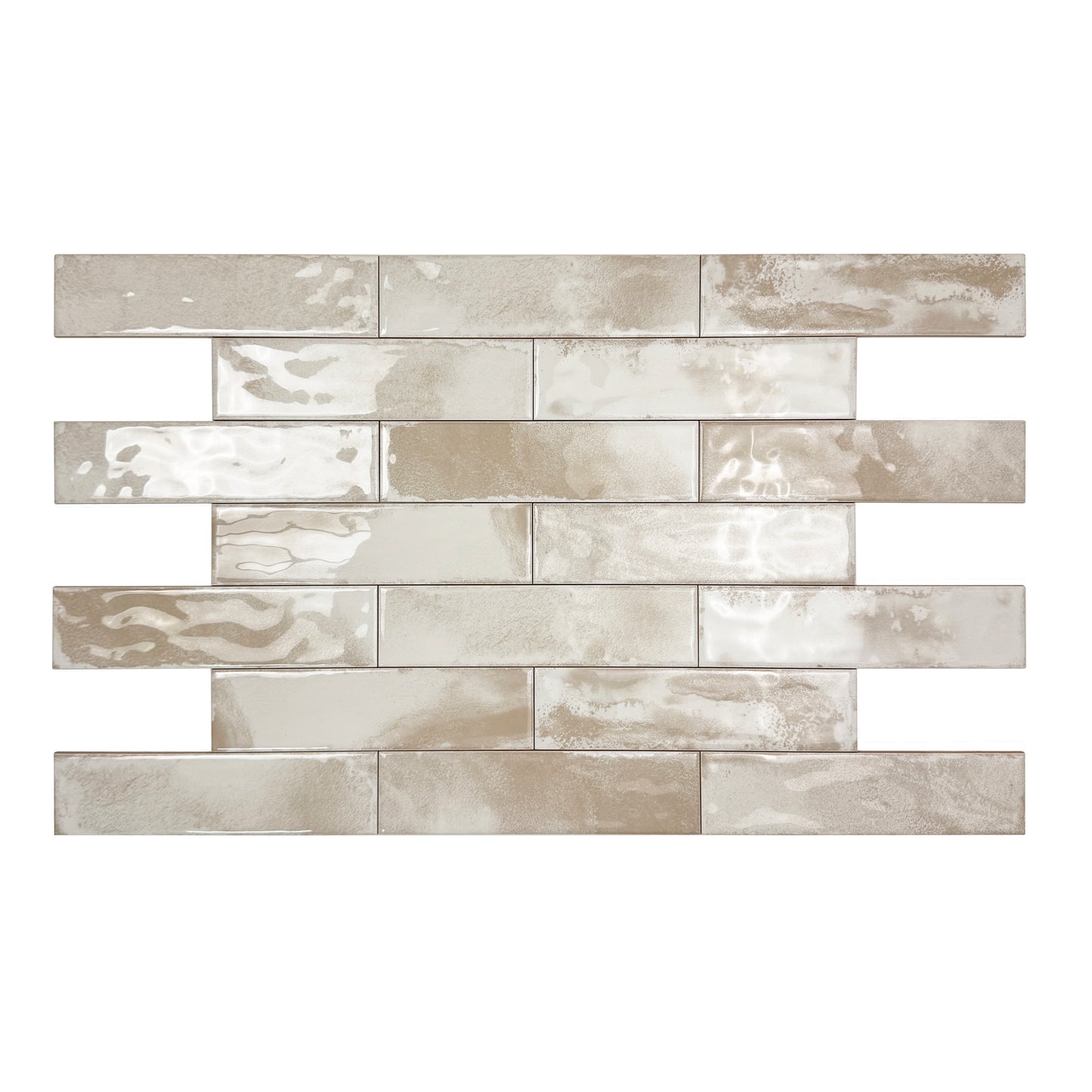 Lustre Vintage Chiffon White Glossy Ceramic Artisanal Tile