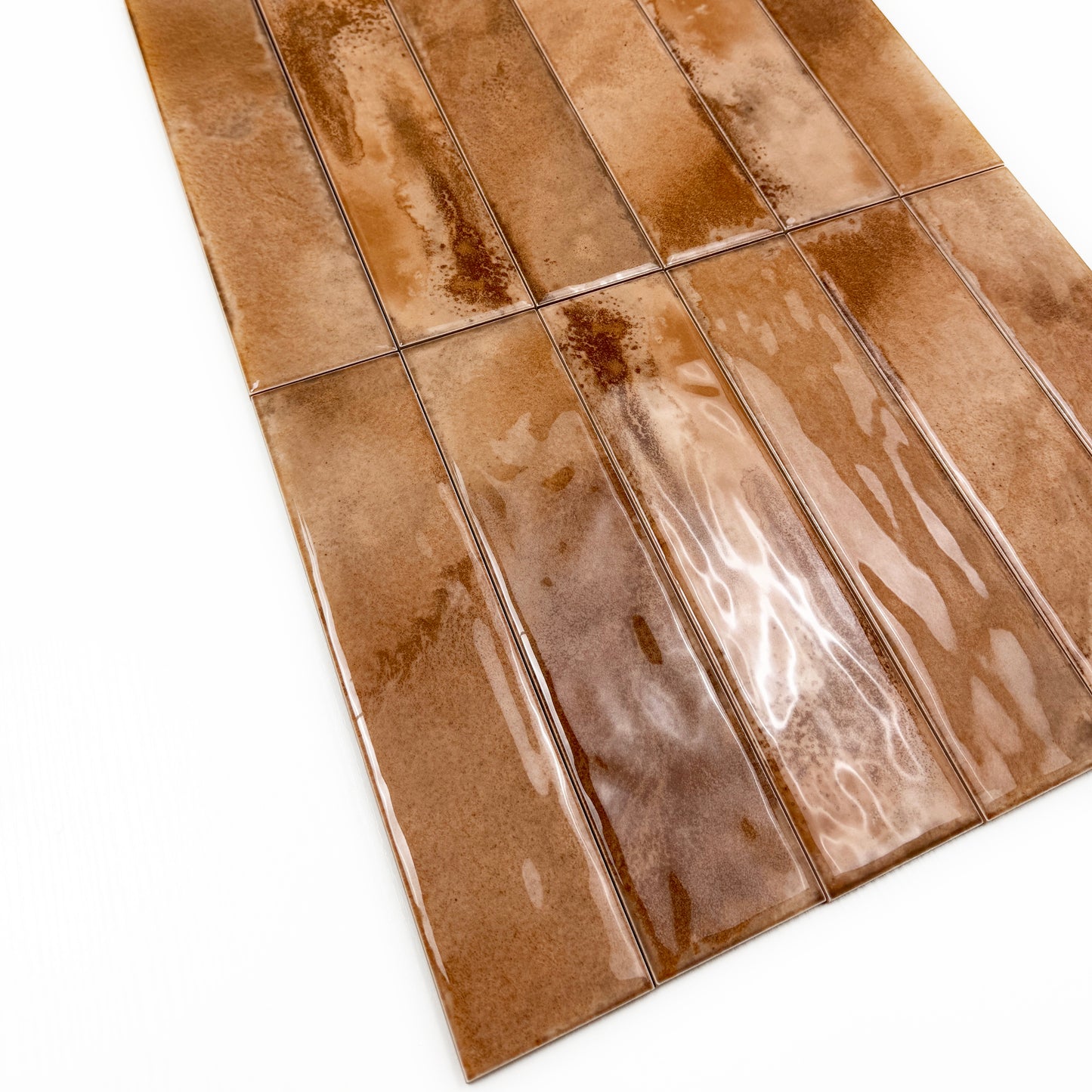 Lustre Vintage Light Brown Glossy Ceramic Artisanal Tile