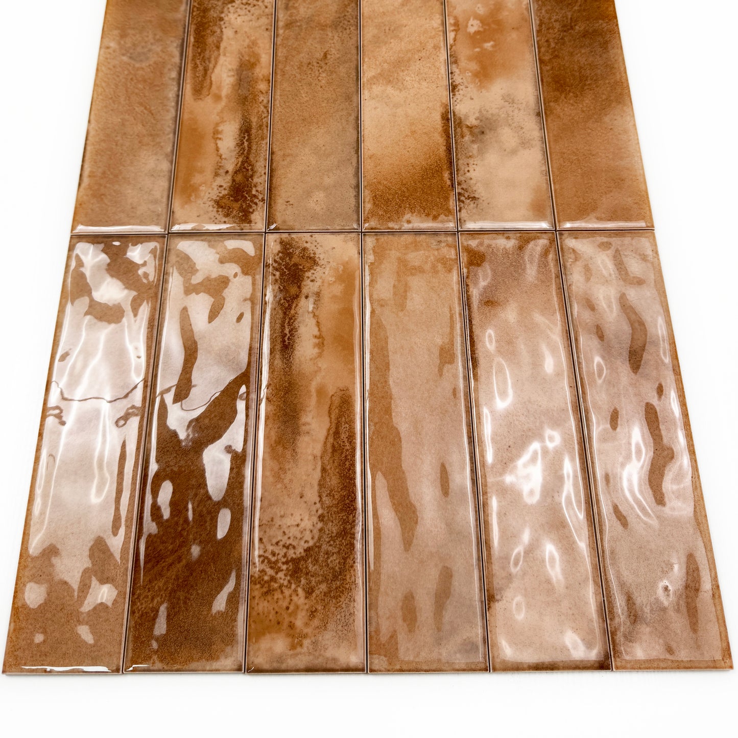 Lustre Vintage Light Brown Glossy Ceramic Artisanal Tile
