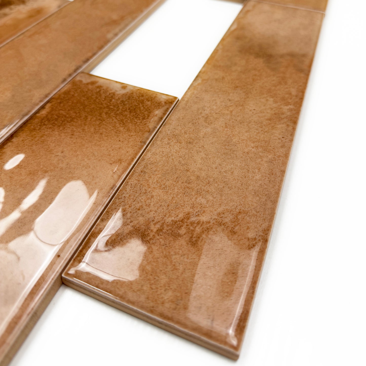 Lustre Vintage Light Brown Glossy Ceramic Artisanal Tile