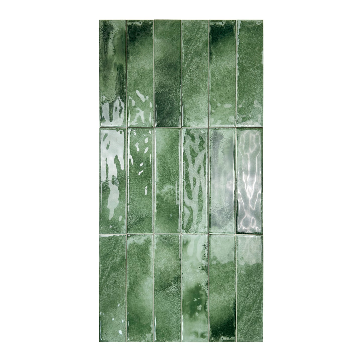 Lustre Vintage Moss Green Glossy Ceramic Artisanal Tile