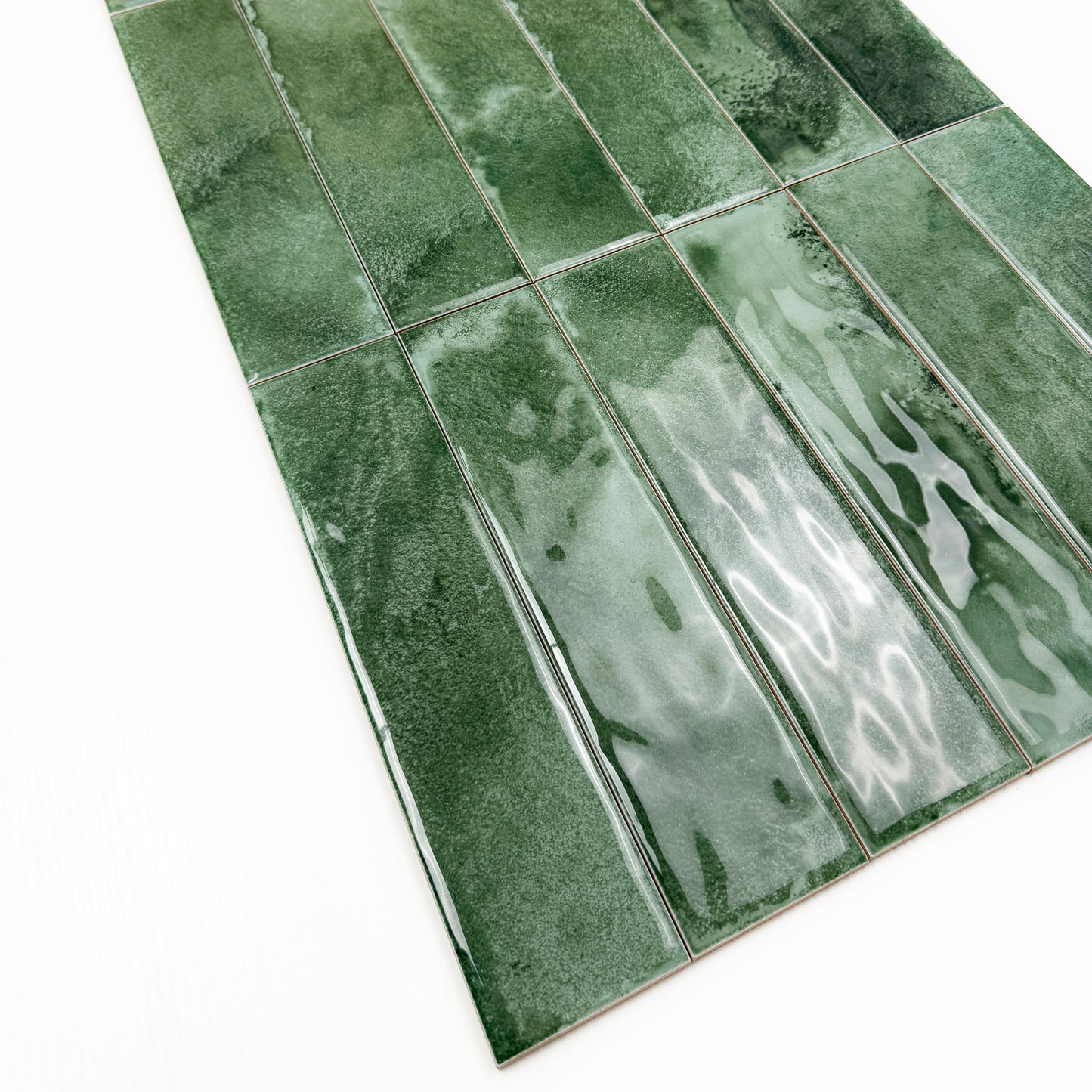 Lustre Vintage Moss Green Glossy Ceramic Artisanal Tile
