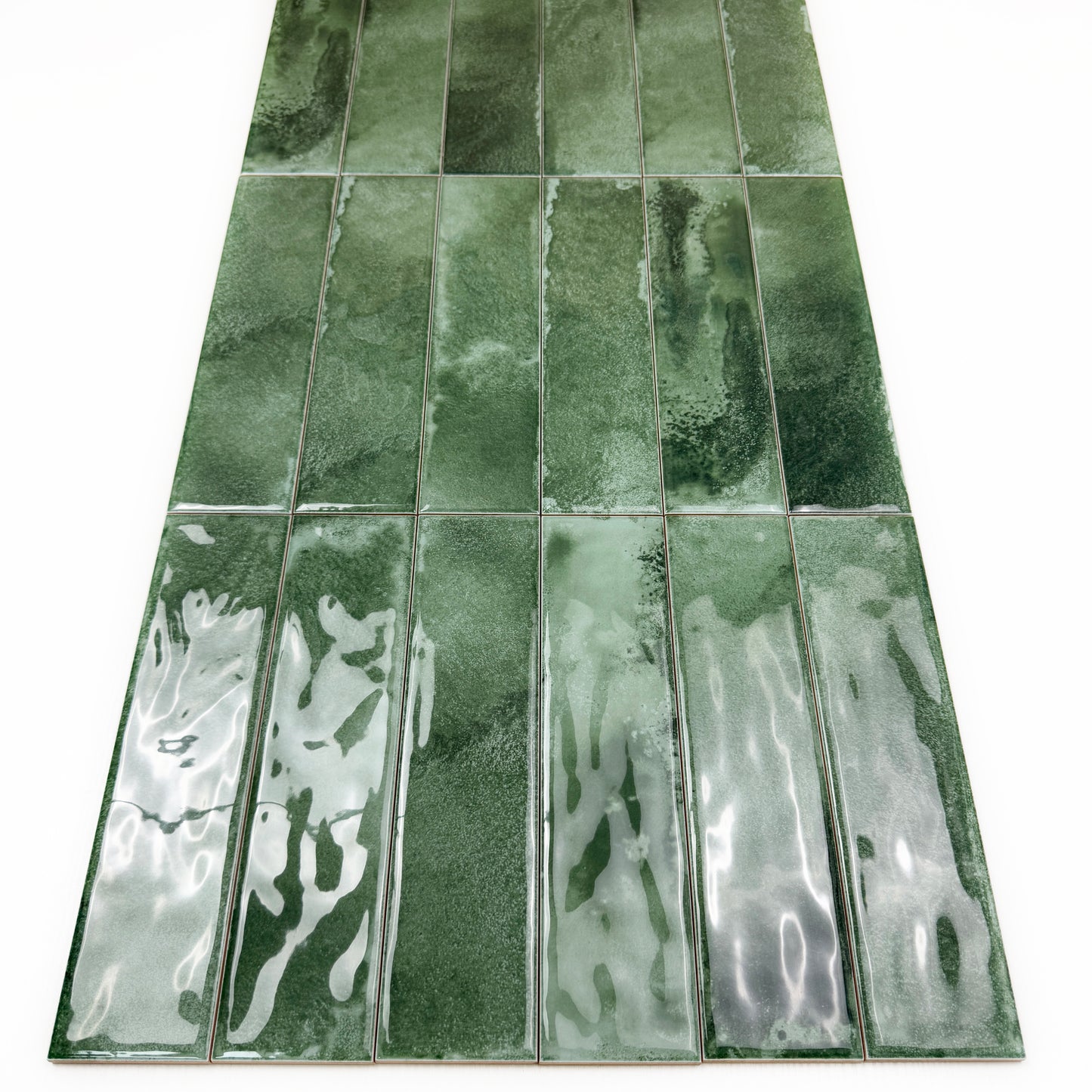 Lustre Vintage Moss Green Glossy Ceramic Artisanal Tile
