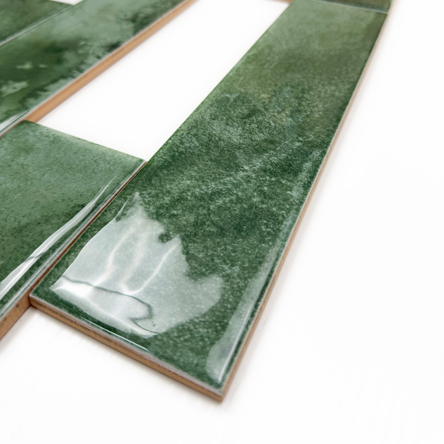 Lustre Vintage Moss Green Glossy Ceramic Artisanal Tile