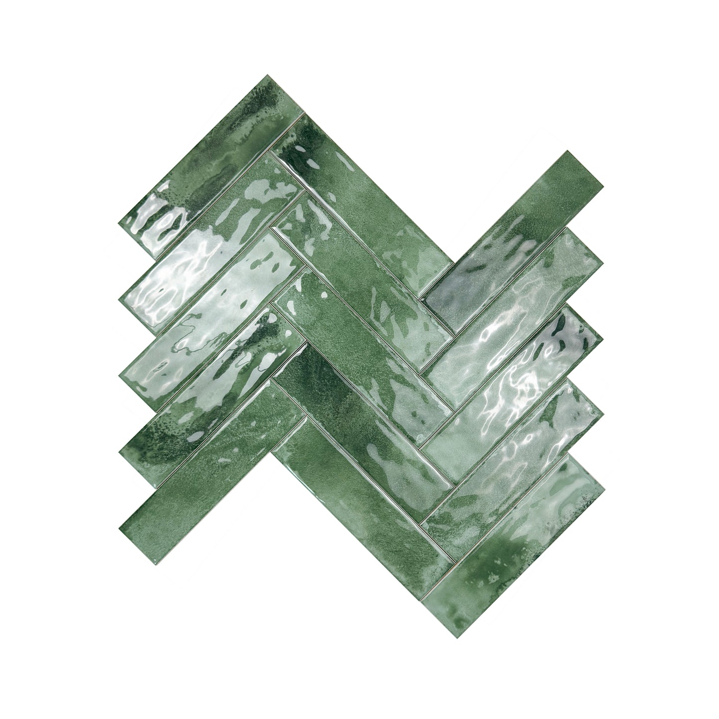 Lustre Vintage Moss Green Glossy Ceramic Artisanal Tile