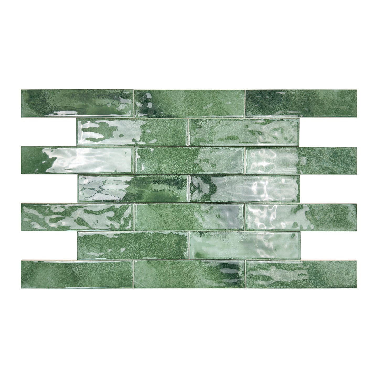 Lustre Vintage Moss Green Glossy Ceramic Artisanal Tile