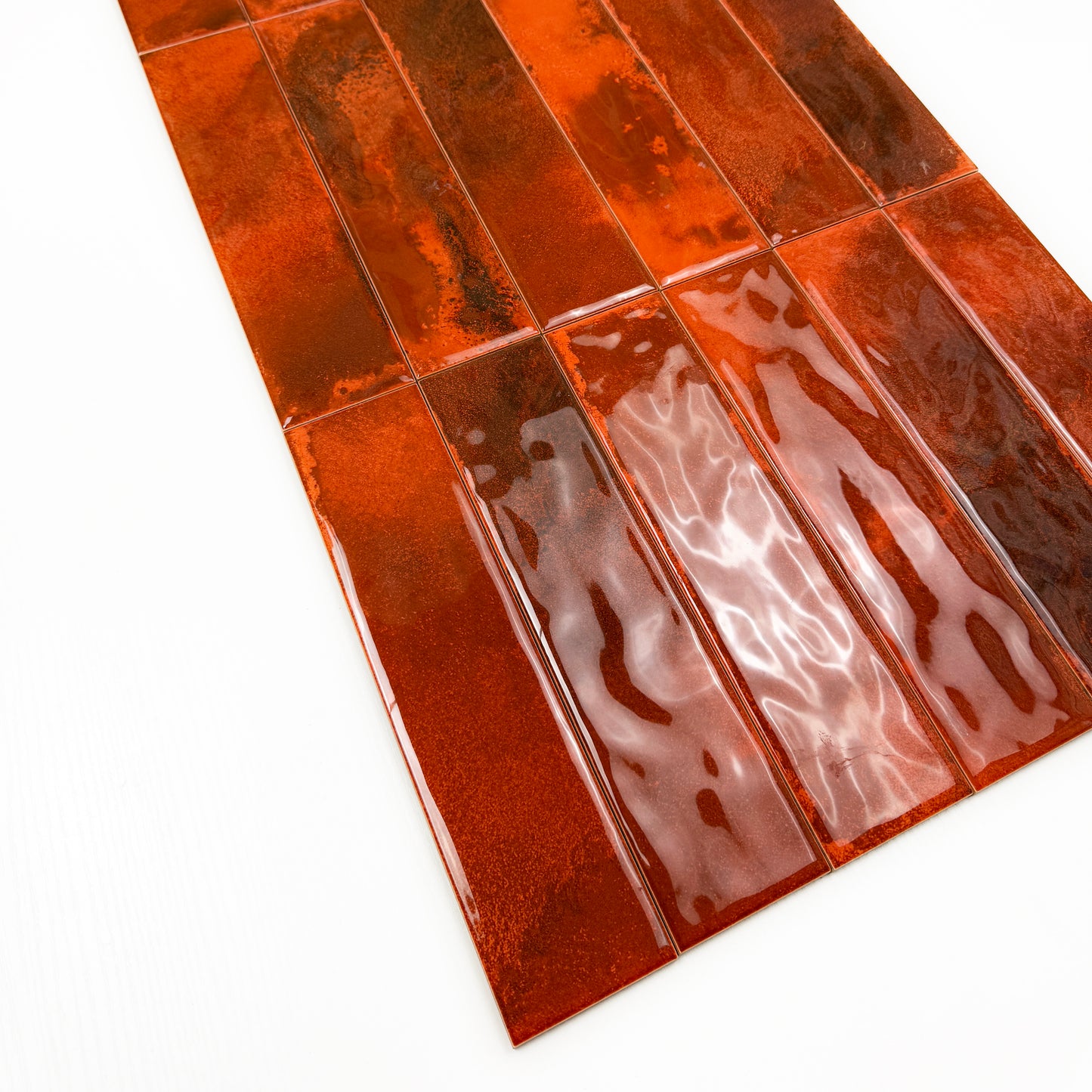 Lustre Vintage Maroon Red Glossy Ceramic Artisanal Tile