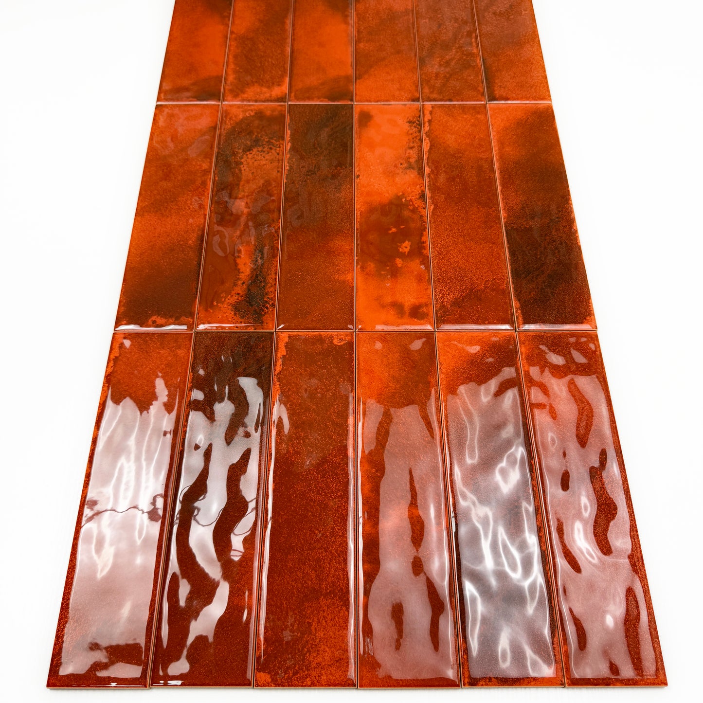 Lustre Vintage Maroon Red Glossy Ceramic Artisanal Tile