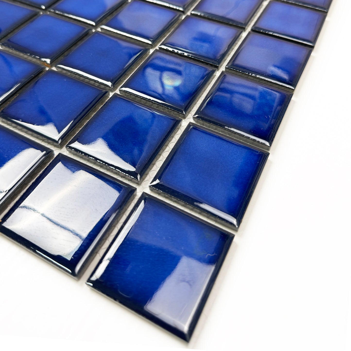 Midnight Splendor Series Navy Blue Plain Design Crystalline Glazed Porcelain Mosaic