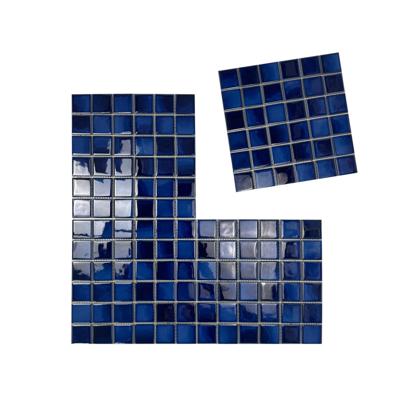 Midnight Splendor Series Cobalt Blue & Midnight Blue Mixed Plain DesignCrystalline Glazed Porcelain Mosaic