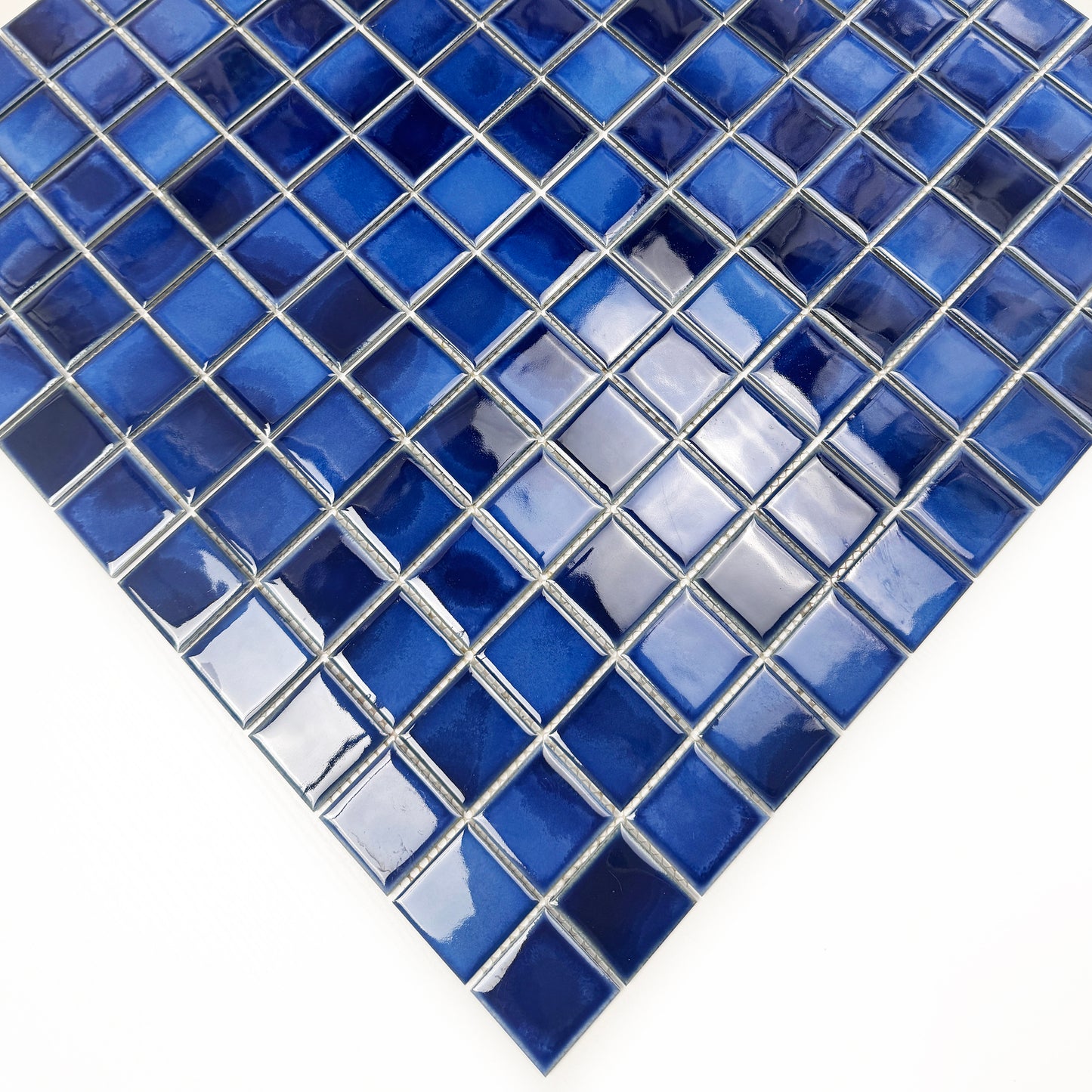 Midnight Splendor Series Cobalt Blue & Midnight Blue Mixed Plain DesignCrystalline Glazed Porcelain Mosaic