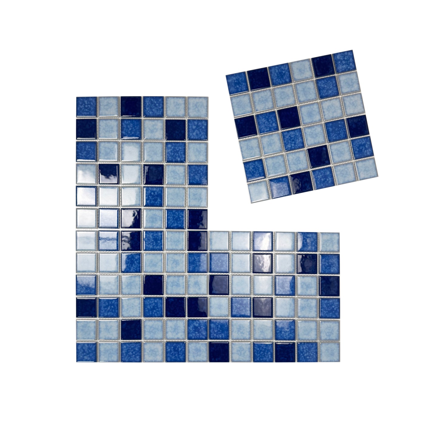 Midnight Splendor Series Powder Blue & Navy Blue & Prussian Blue Mixed Lightning Texture Crystalline Glazed Porcelain Mosaic