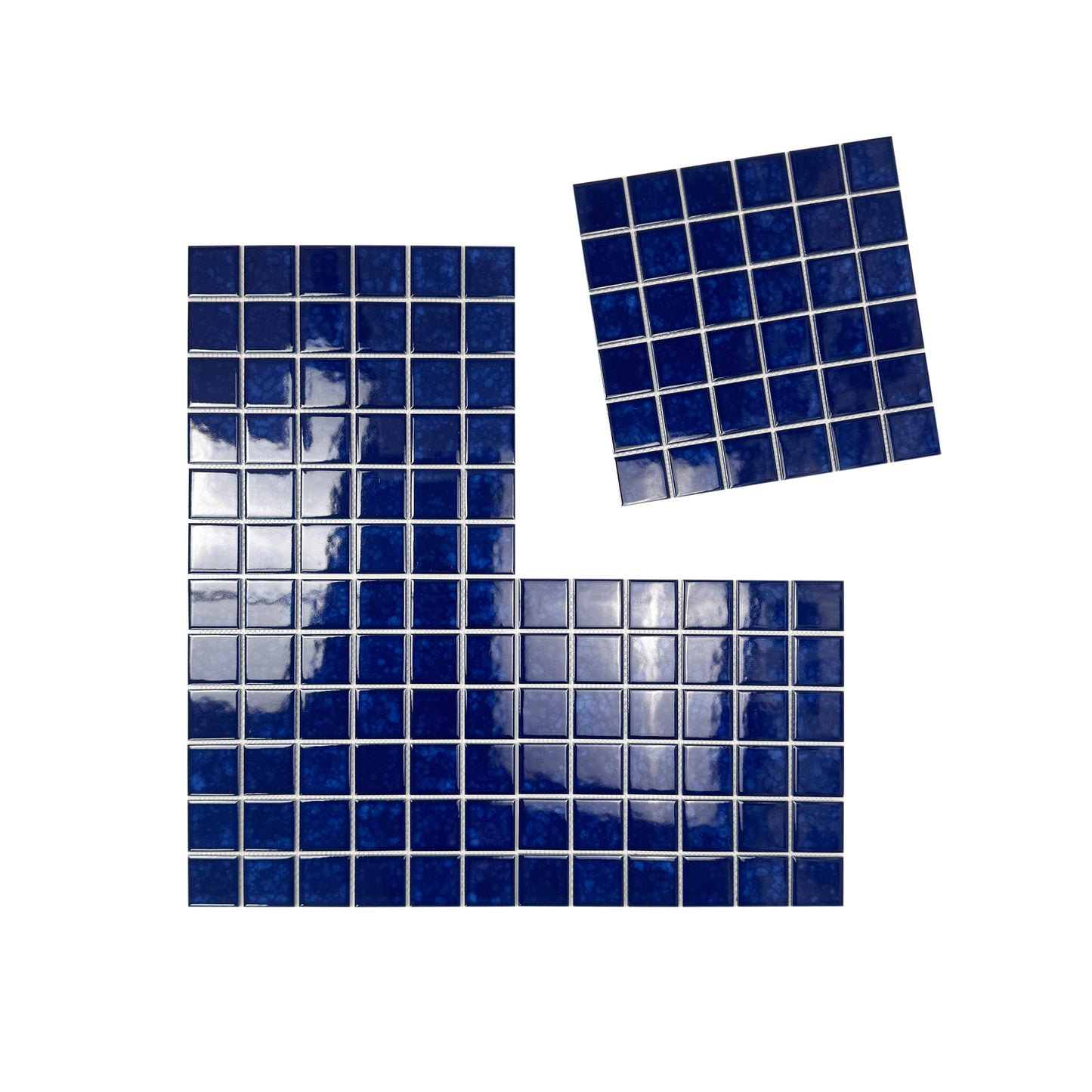 Midnight Splendor Series Oriental Blue Iced Flower Crystalline Glazed Porcelain Mosaic