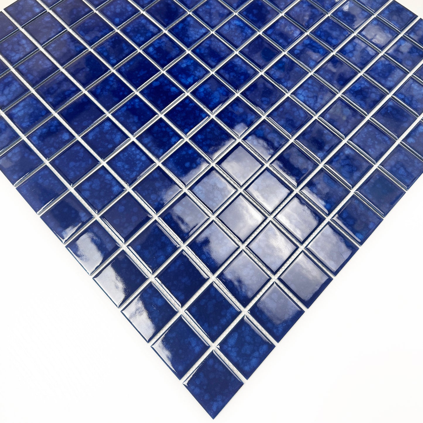 Midnight Splendor Series Oriental Blue Iced Flower Crystalline Glazed Porcelain Mosaic