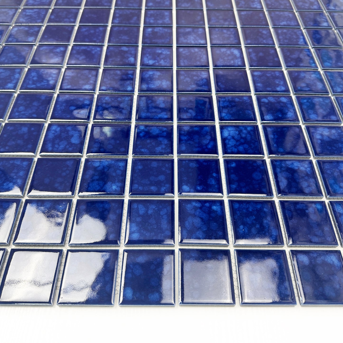 Midnight Splendor Series Oriental Blue Iced Flower Crystalline Glazed Porcelain Mosaic